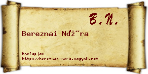 Bereznai Nóra névjegykártya